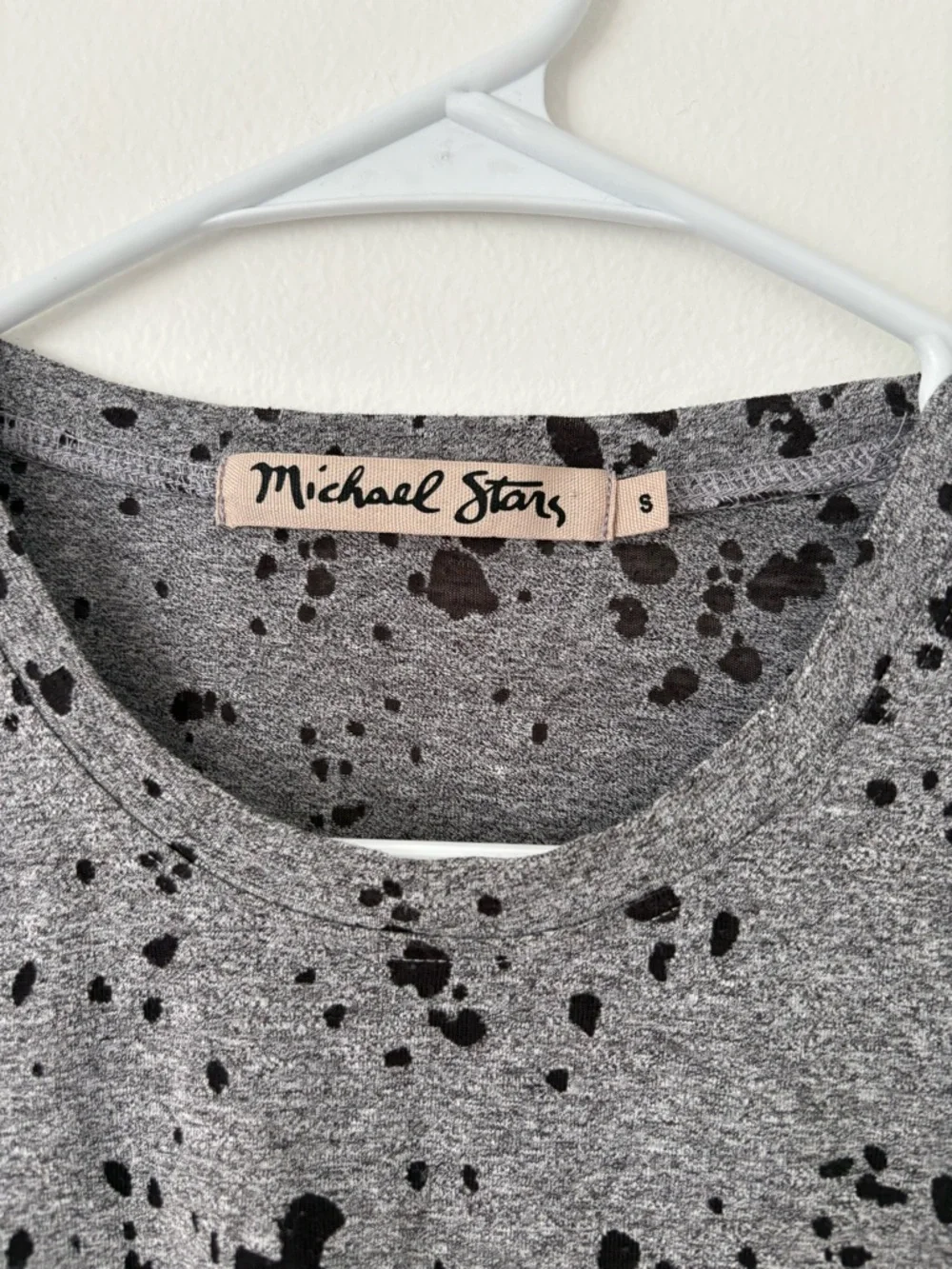 Michael Stars Grey Black Muscle Splatter Burnout Tank Top Size Small - Picture 4 of 8